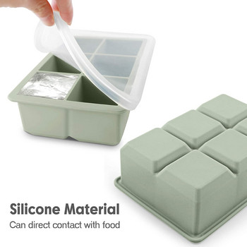Καλούπι σιλικόνης για παγάκια 3 χρωμάτων Big Grid Ice Cube Maker Ευέλικτη θήκη για παγάκια σιλικόνης με καπάκι Gadgets και αξεσουάρ κουζίνας