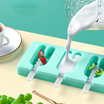 Силиконова форма за сладолед Popsicle Chocolate Форма Направи си сам Домашно Popsicle кубчета лед Инструменти с капак Машина за лед във форма на животно