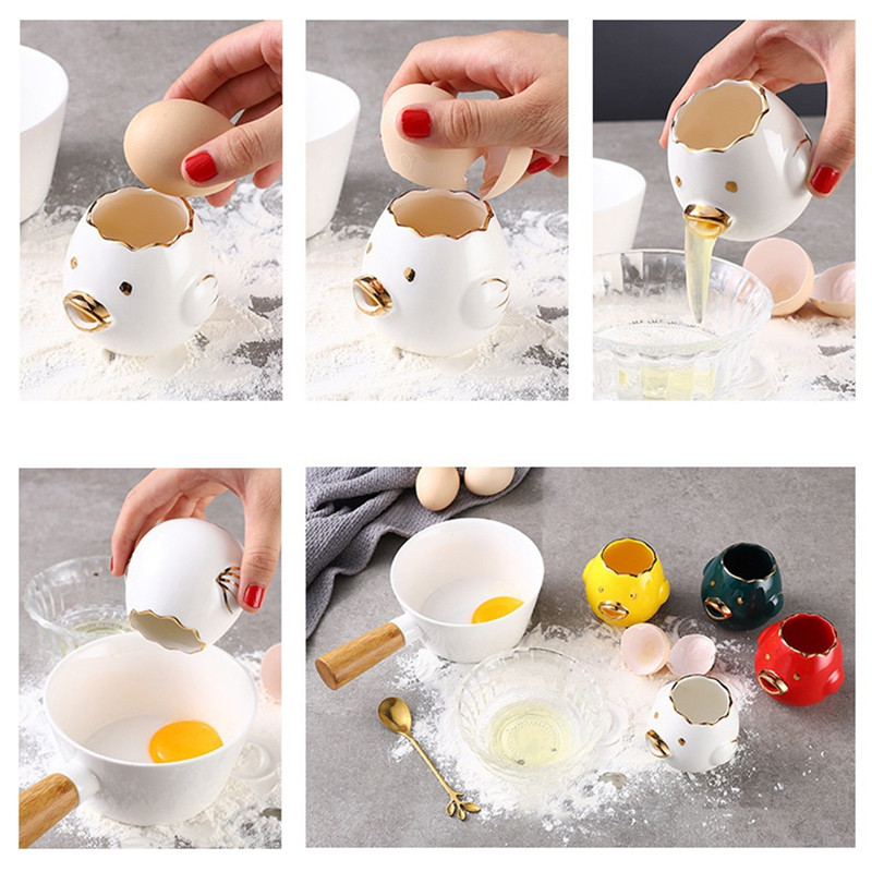 Desene animat creativ Separator de gălbenușuri de ou de pui Ceramica Separator de ouă de pui din desene animate din ceramică Bucătărie