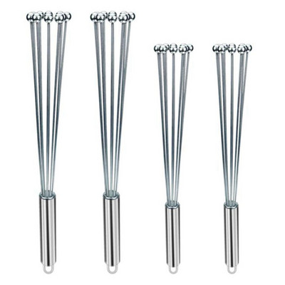 Set de 4 bucăți din oțel inoxidabil cu bile de sârmă pentru ouă, teluri de bucătărie pentru gătit, amestecare, bătut (10 inch și 12 inch)