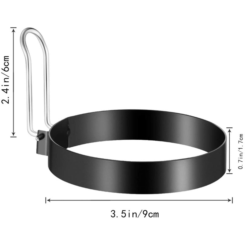 Pakiranje od 6 kalupa za pržena jaja od nehrđajućeg čelika, okrugli kalup za palačinke u obliku prstena za omlet s ručkom za kuhanje jaja