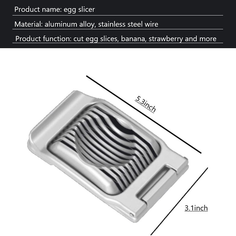 Rozsdamentes acél drót tojásszeletelő, tojásszeletelő kemény tojáshoz, alumínium tojásvágó, eper gyümölcs köretszeletelő