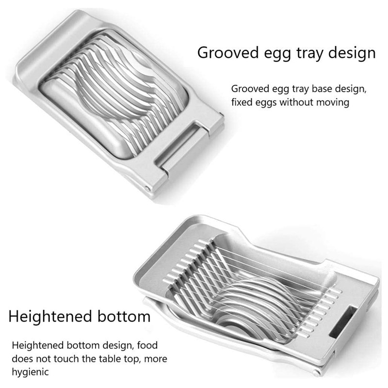 Rozsdamentes acél drót tojásszeletelő, tojásszeletelő kemény tojáshoz, alumínium tojásvágó, eper gyümölcs köretszeletelő