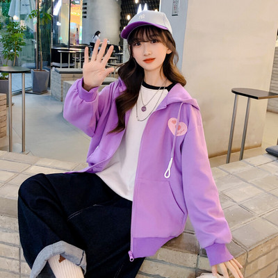 Hanorac casual pentru copii cu gluga pentru fete - culoare rosu si violet