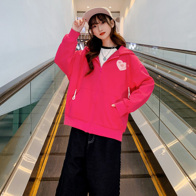 Hanorac casual pentru copii cu gluga pentru fete - culoare rosu si violet