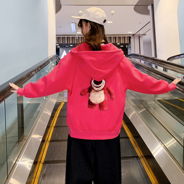 Hanorac casual pentru copii cu gluga pentru fete - culoare rosu si violet