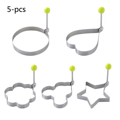 Oțel inoxidabil 5 stiluri de ouă prăjite pentru modelarea clătitei pentru omletă Mucegai pentru prăjirea ouălor Unelte de gătit Accesorii pentru bucătărie Inele gadget