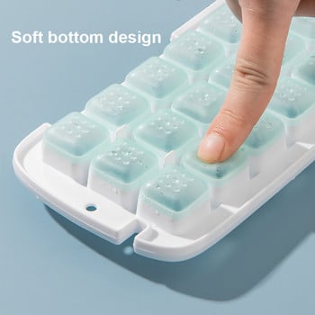 24 решетки Силиконова тава за кубчета лед Форма с подвижен капак Кухненска форма Аксесоари за фризер Бързо изваждане на формата Охлаждане през лятото
