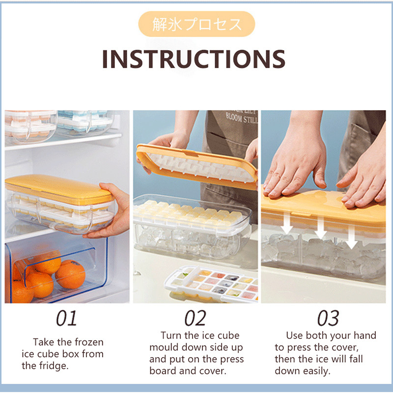 Formă din silicon cu 24 de grile pentru tavă pentru cuburi de gheață cu capac detașabil.