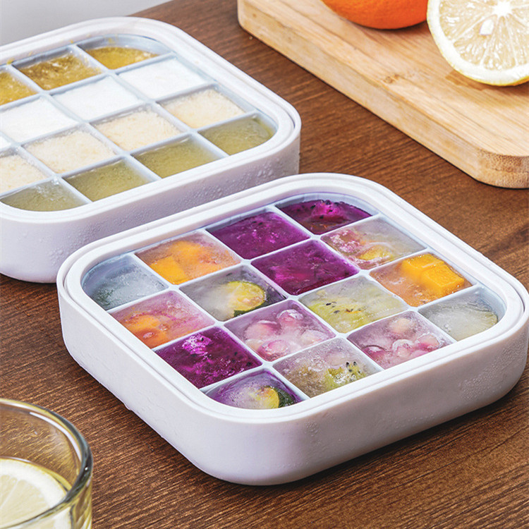 16 rešetki Silikonski kalupi Aparat za led kockice Hladnjak Posuda za led kockice s poklopcem Kalup za koktel sladoled Popsicle Ljetni zamrzivač Kuhinjski pribor