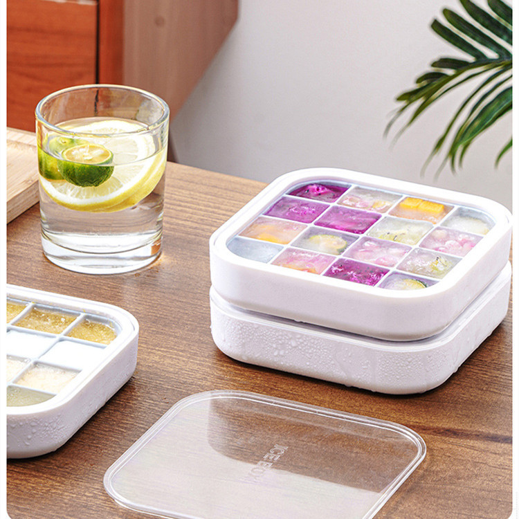 16 rešetki Silikonski kalupi Aparat za led kockice Hladnjak Posuda za led kockice s poklopcem Kalup za koktel sladoled Popsicle Ljetni zamrzivač Kuhinjski pribor