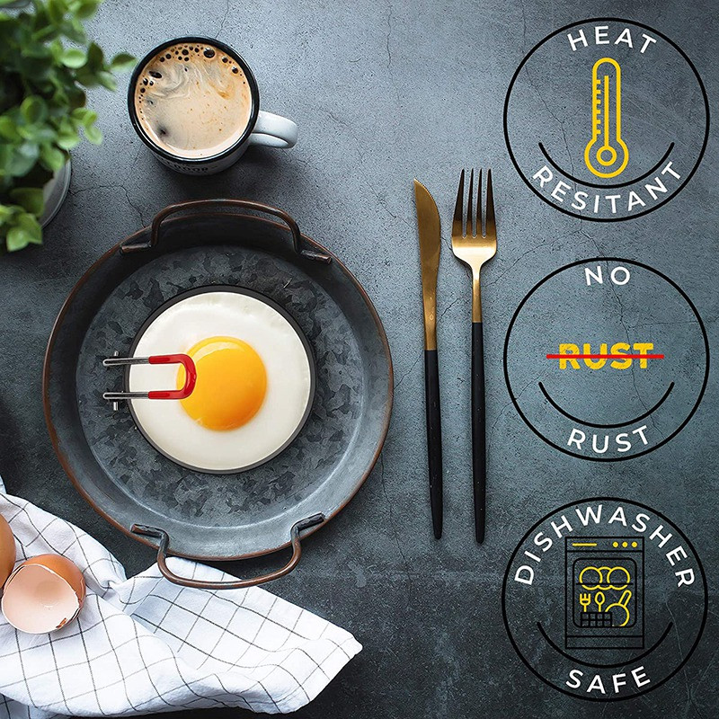 4 buc. Inel rotund pentru ouă, mâner rezistent la căldură și perie de ulei pentru gătit pentru coacere, ou prăjit, sandwich cu clătite