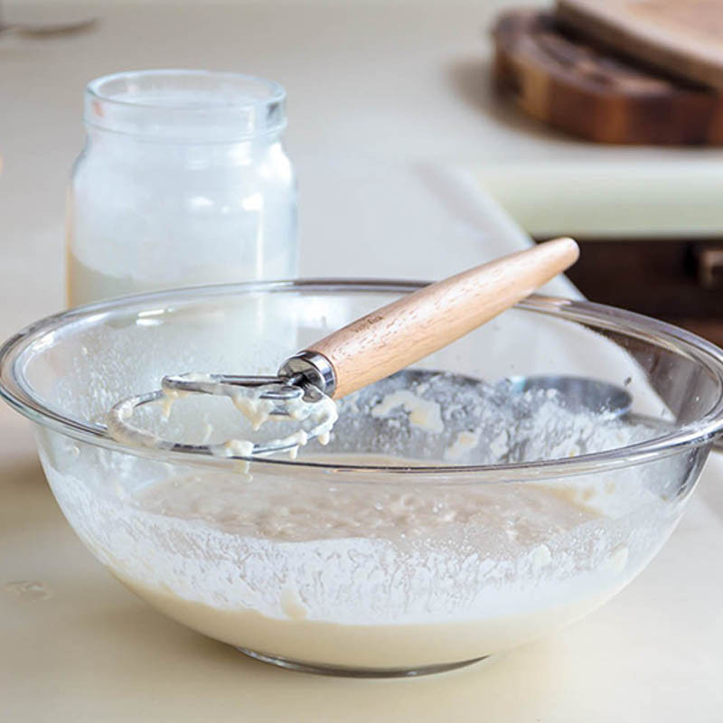 Roostevabast terasest munavahustaja, 13-tolline isetegemine leivataignast Tööriistad Küpsetustarvikud Taani visplipulk Köögividinad Tammepuidust käepide