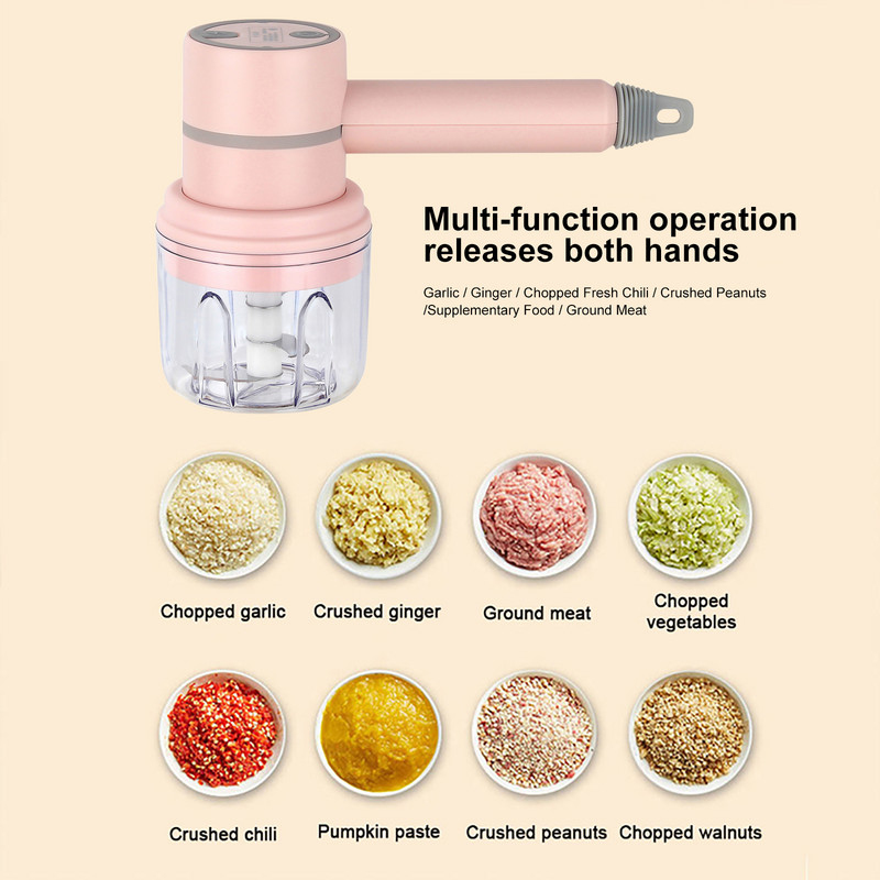 Batător de ouă din plastic din oțel inoxidabil, fără BPA, reîncărcabil prin USB Mixere portabile de bucătărie cu 2 teluri detașabile