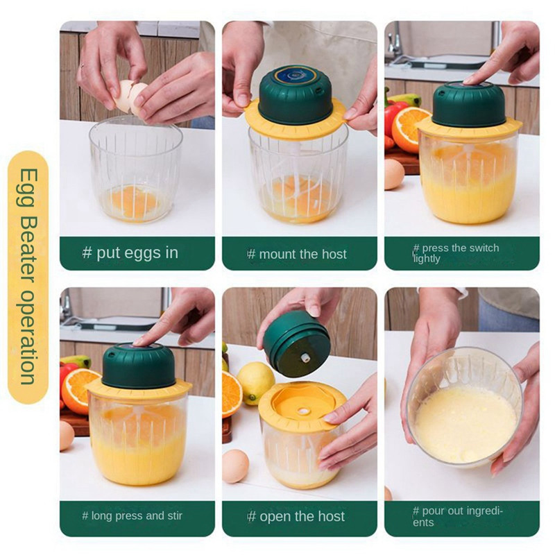 Batător electric de ouă fără fir pentru piure de usturoi 2IN1 Instrument de bucătărie multifuncțional pentru tocat și coacere a cărnii de uz casnic