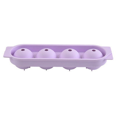 Mold cu 4 bile din silicon pentru bile de gheață Producător rotund de bile de gheață cu capac Tavă de gheață pentru whisky de casă Instrumente reutilizabile pentru prepararea gheții DIY 24,5x7cm