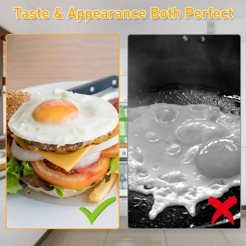 Inele de ouă ABSF, inel de ouă pentru prăjirea ouălor Mcmuffins, pachet de 4 inele de gătit ouă din oțel inoxidabil cu mâner anti-opărire