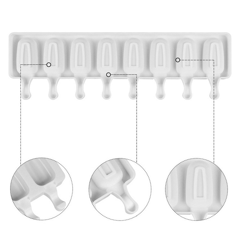 8 skylučių silikoninė ledų formelė ledų kubelių dėklas su kubeliais, virtuvės formelės, desertinės ledų formelės su 20 vnt.