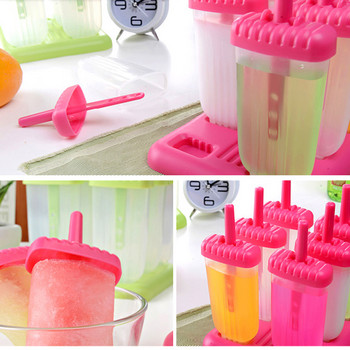 Домашен Направи си сам форма за сладолед 6 клетки Форми за кубчета лед Лятна пластмасова машина за сладолед Кухненски инструменти Класическа цветна форма за близалка