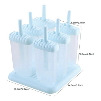 Домашен Направи си сам форма за сладолед 6 клетки Форми за кубчета лед Лятна пластмасова машина за сладолед Кухненски инструменти Класическа цветна форма за близалка