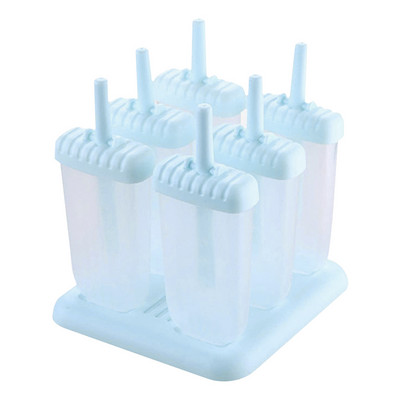 Mucegai pentru înghețată de casă, cu 6 celule, pentru cuburi de gheață, de vară, din plastic, pentru prepararea de popsicle, unelte de bucătărie, pentru acadele de culoare clasică.