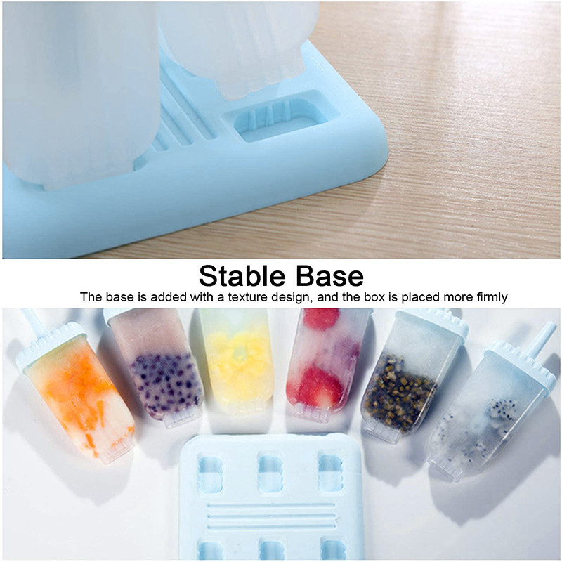 Mucegai pentru înghețată de casă, cu 6 celule, pentru cuburi de gheață, de vară, din plastic, pentru prepararea de popsicle, unelte de bucătărie, pentru acadele de culoare clasică.