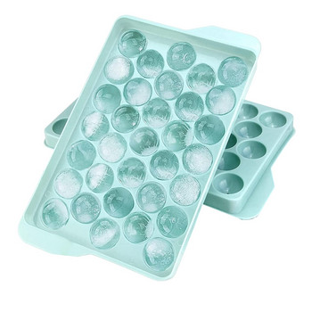 BEAU-Mini Ball Форма за кубчета лед с капак - Лесна за освобождаване Форма за приготвяне на малки ледени топки за фризер Издръжлива тава за кубчета лед