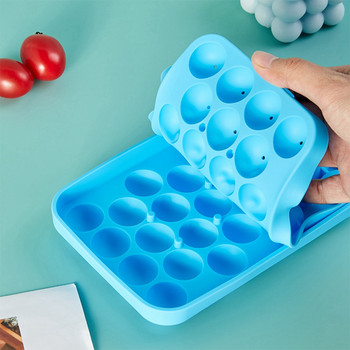 Πρακτικές 25 πλέγμα παγοθήκες με αφαιρούμενα καπάκια Φόρμα σιλικόνης σιλικόνης φόρμα για παγάκια Κατασκευαστής κύβων χωρίς BPA