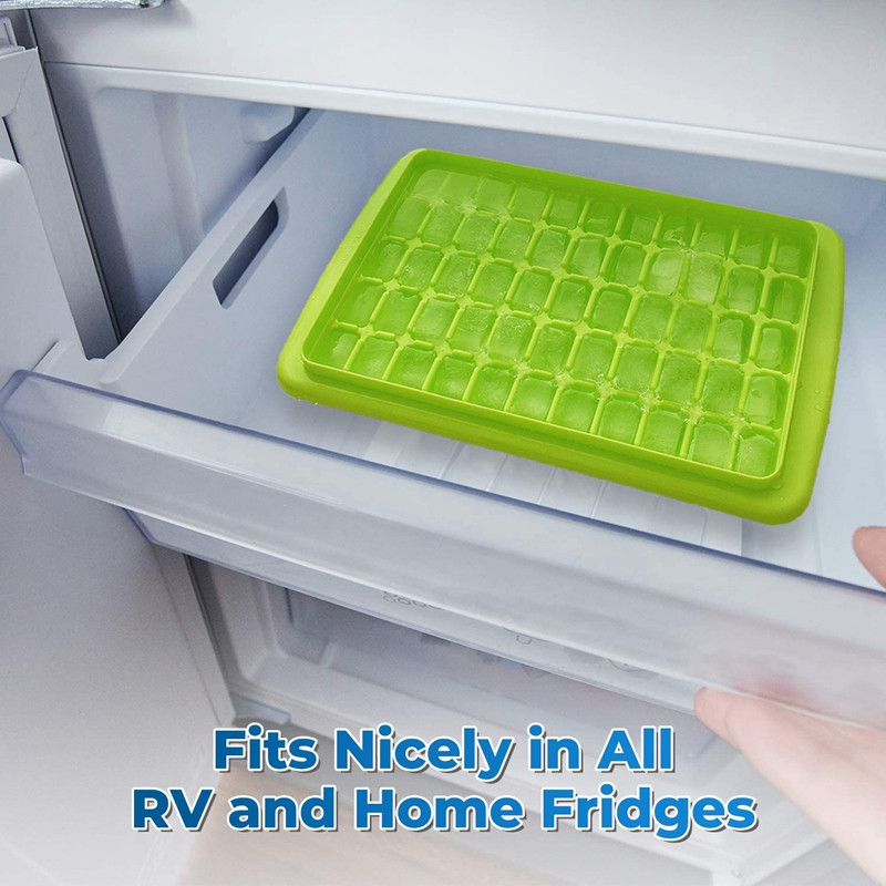 Tavă pătrată pentru gheață cu capac și recipient 55 mini pepite Tavă pentru gheață pentru congelator Vine cu recipient pentru gheață, cupă și capac