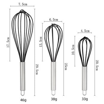 3 части силиконова бъркалка за яйца Ръчен миксер от неръждаема стомана Домакински ръчен миксер за крем