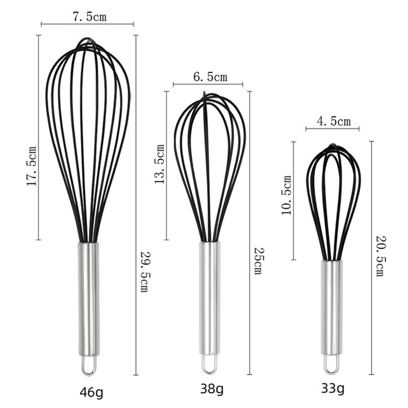 3 gabaliukai silikoninio kiaušinių plaktuvo nerūdijančio plieno rankinis maišytuvas Buitinis rankinis grietinėlės maišytuvas