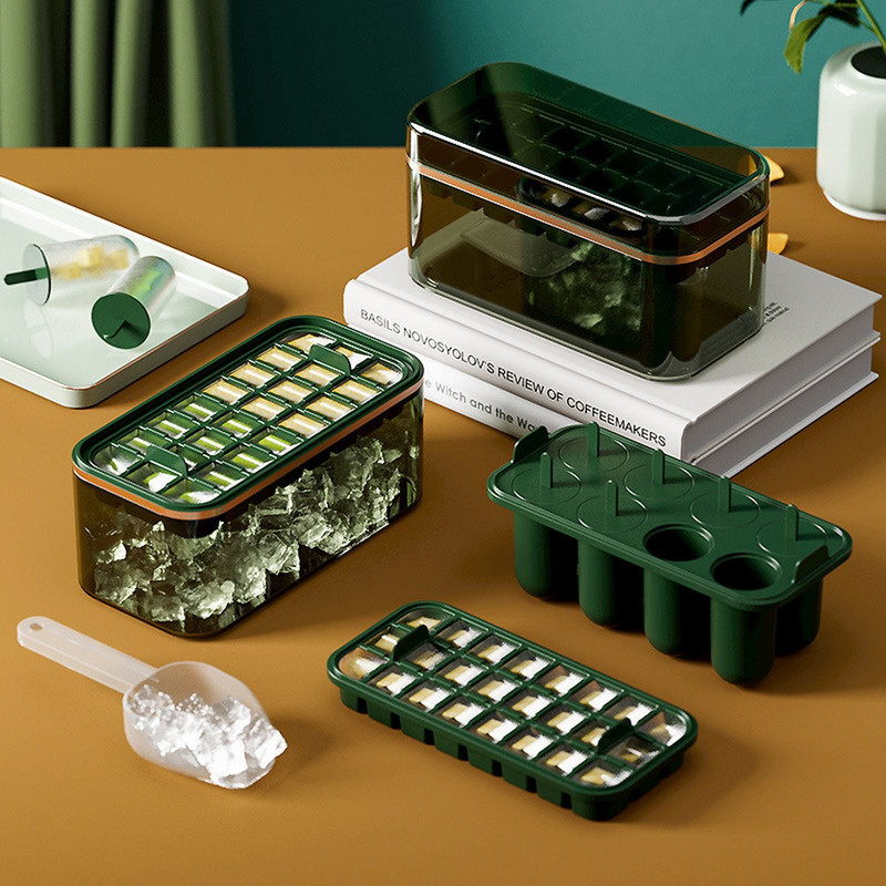 Tavă de gheață din plastic flexibilă 8 forme de gheață pentru congelator cu eliberare ușoară Tavi de gheață stivuibile pentru suc de cocktail Whisky Tavă pentru cuburi de gheață