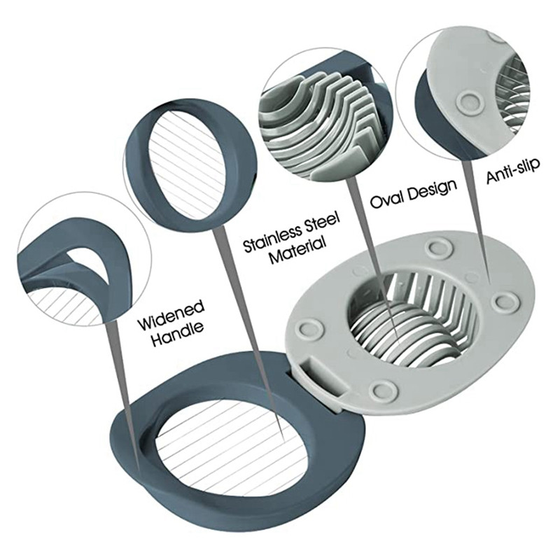 2 TK munalõikur roostevabast terasest traadist munalõikuriga, multifunktsionaalne munalõikur keedetud munade singi ühtlaseks viilutamiseks