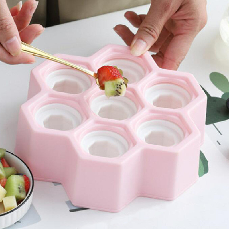 Ice Pop forma BPA mentes 7 üreges tapadásmentes szilikon méhsejt jégkockaforma fagylalt golyókészítő otthoni babaétkezéshez