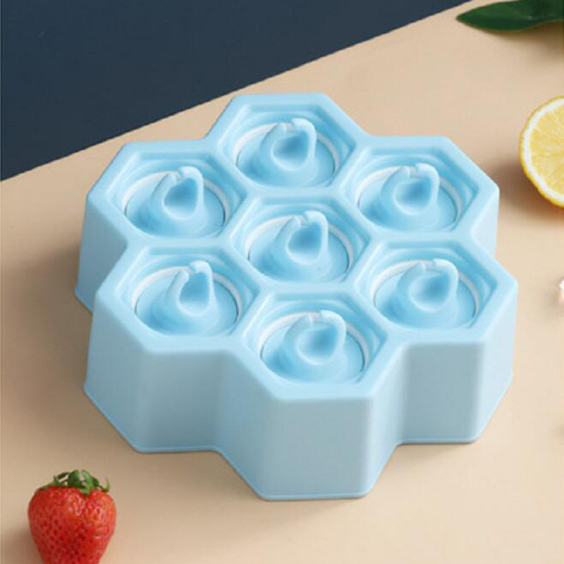 Ice Pop forma BPA mentes 7 üreges tapadásmentes szilikon méhsejt jégkockaforma fagylalt golyókészítő otthoni babaétkezéshez