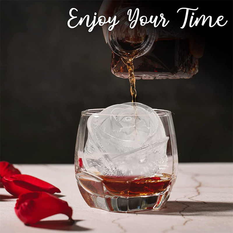 4 skylučių rožių gėlės formos silikoninės ledo kubelių formelės su dangteliu Daugkartinis ledo kubelių padėklas Virtuvės priedai Ledų „pasidaryk pats“ gaminimo įrankis