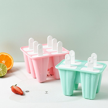 Силиконова форма за сладолед Popsicle Направи си сам домашно приготвени форми за лед Фризер Сок 4/6/10 Комплекти клетки Голям размер Тава за лед Варел Машини за сладолед