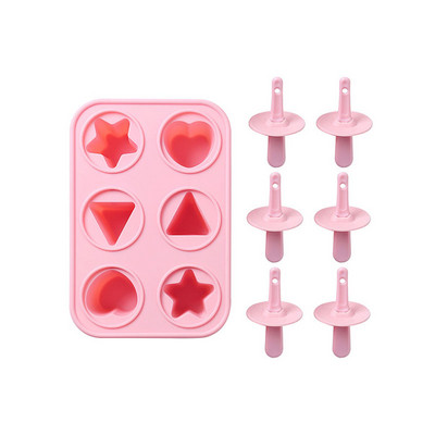 Silikonski kalup za sladoled u obliku srca sa 6 rupa DIY kalup za sladoled za kućanstvo za višekratnu upotrebu bez BPA sa štapićem
