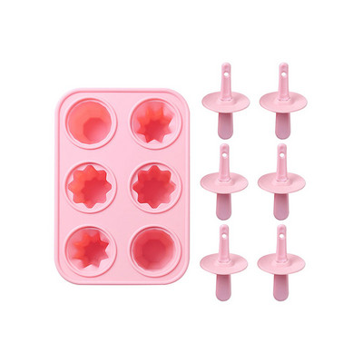 Silikonski kalup za sladoled u obliku srca sa 6 rupa DIY kalup za sladoled za kućanstvo za višekratnu upotrebu bez BPA sa štapićem