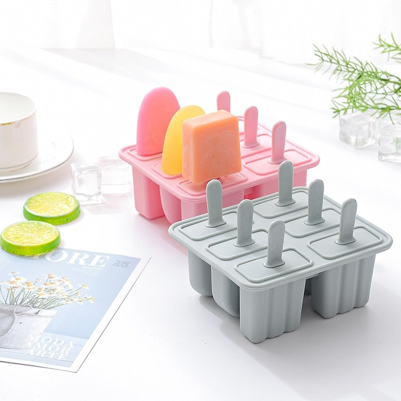 Silikonski kalup za sladoled u obliku srca sa 6 rupa DIY kalup za sladoled za kućanstvo za višekratnu upotrebu bez BPA sa štapićem