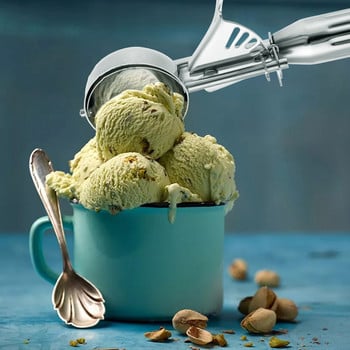 Лъжица за сладолед от неръждаема стомана Топчеста лъжица с двойно предназначение Десерт 1PC Лесни и удобни кухненски прибори Лопатка за плодове за многократна употреба