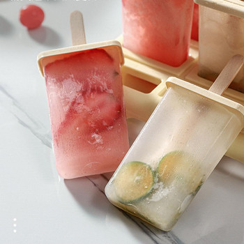 2/4/6 решетки Форма за сладолед с квадратна форма Направи си сам Ръчно изработена машина за десертни плодове Многократна тава за кубчета лед Popsicle Домашна машина за сладолед