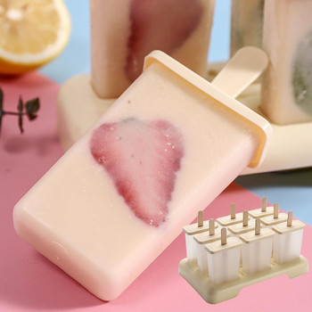 2/4/6 решетки Форма за сладолед с квадратна форма Направи си сам Ръчно изработена машина за десертни плодове Многократна тава за кубчета лед Popsicle Домашна машина за сладолед