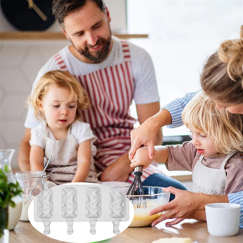 1db szilikon fagylaltforma 4 cellás fagylalt szerszámok barkácsolás házi fagyasztó jég nyalóka forma élelmiszer-biztonságos popsikakészítő fagylalt kádak