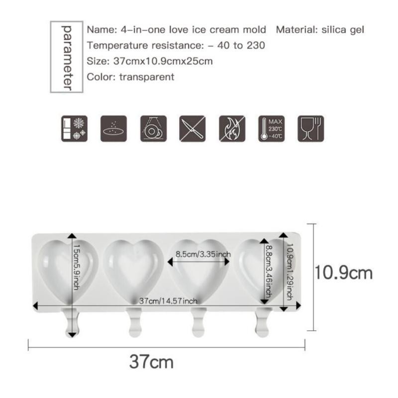 1db szilikon fagylaltforma 4 cellás fagylalt szerszámok barkácsolás házi fagyasztó jég nyalóka forma élelmiszer-biztonságos popsikakészítő fagylalt kádak
