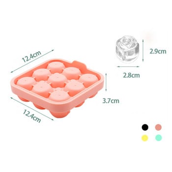 Силиконова форма за лед с 9 дупки Creative Rose Flower Ice Cube Тава с капак Кухненски аксесоари Ледогенератор за многократна употреба Кутия за лед силикагел