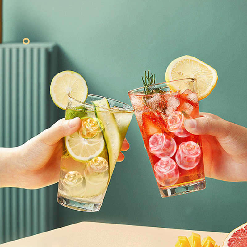 Formă cu gheață din silicon cu 9 găuri Tavă creativă pentru cuburi de gheață cu flori de trandafir cu capac Accesorii de bucătărie Aparat de gheață reutilizabil Cutie de gheață cu gel de silice