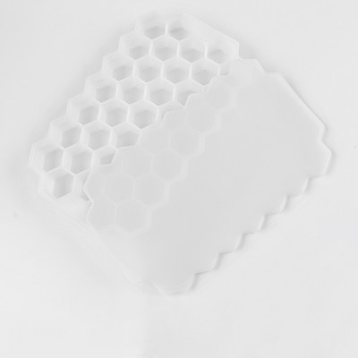 Szilikon jégkocka forma fedővel, élelmiszer minőségű méhsejt 37 rácsos jégdoboz, vastagított jégkészítő otthoni jégkocka tároló