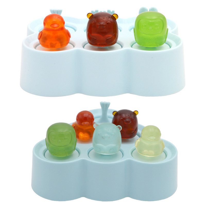 Silikoninė formelė ledams su dangteliu animacinių filmų vaisių dinozaurų pūslelių formelė 3D šokolado saldaus formavimo formelė vaikiška miela ledų gaminimo aparatas