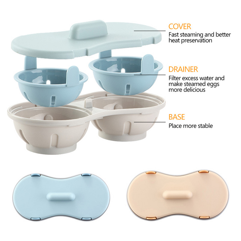 1 bucată cuptor cu microunde pentru braconaj dublu ouă mașină de gătit cuptor cu abur Gadget de bucătărie Mașină de spălat vase cuptor cu microunde rezistent la căldură